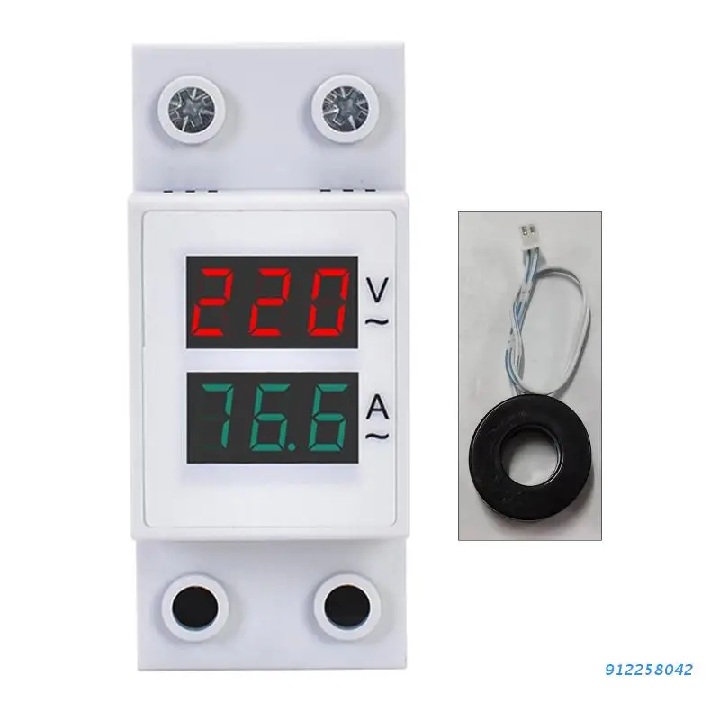 

Din Rail Dual Display Voltage Current Meter AC1-140A AC50-500V 2 Wires Tester