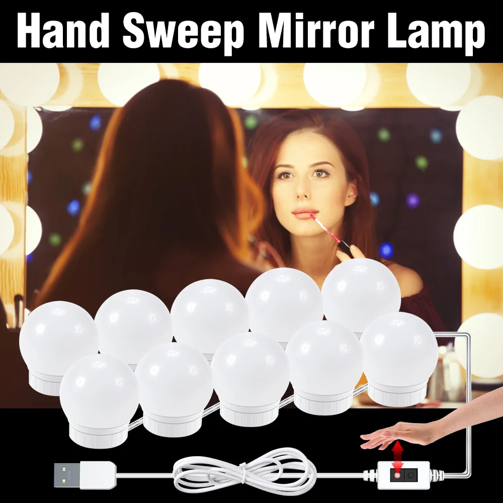 

LED Dressing Table Mirror Lamp Bathroom Vanity Lights USB Dimmable Makeup Mirrors LED Wall Lamp For Bedroom Dressers Decorate