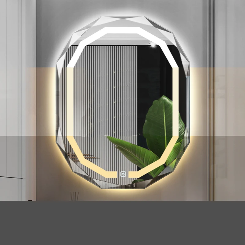 

Зеркало для макияжа с большим светодиодным освещением, настенное современное зеркало для ванной комнаты, декоративное домашнее украшение