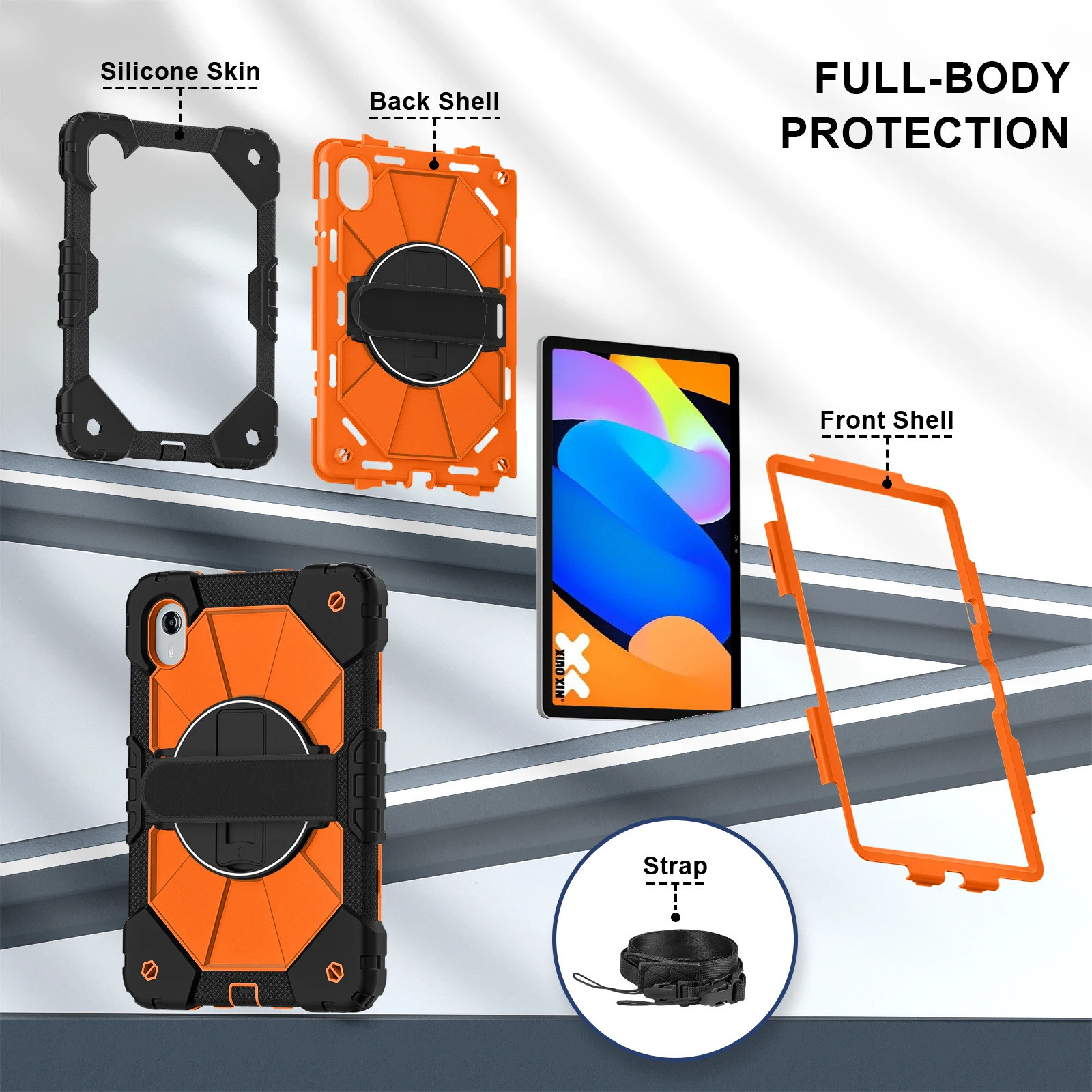 Фото Сверхмощный чехол для Lenovo Tab M11 11 дюймов TB331FC TB330FU Idea 11 TB336ZU Xiaoxin Pad 2025 2024 11 дюймов, чехол для планшета с ремешками №4
