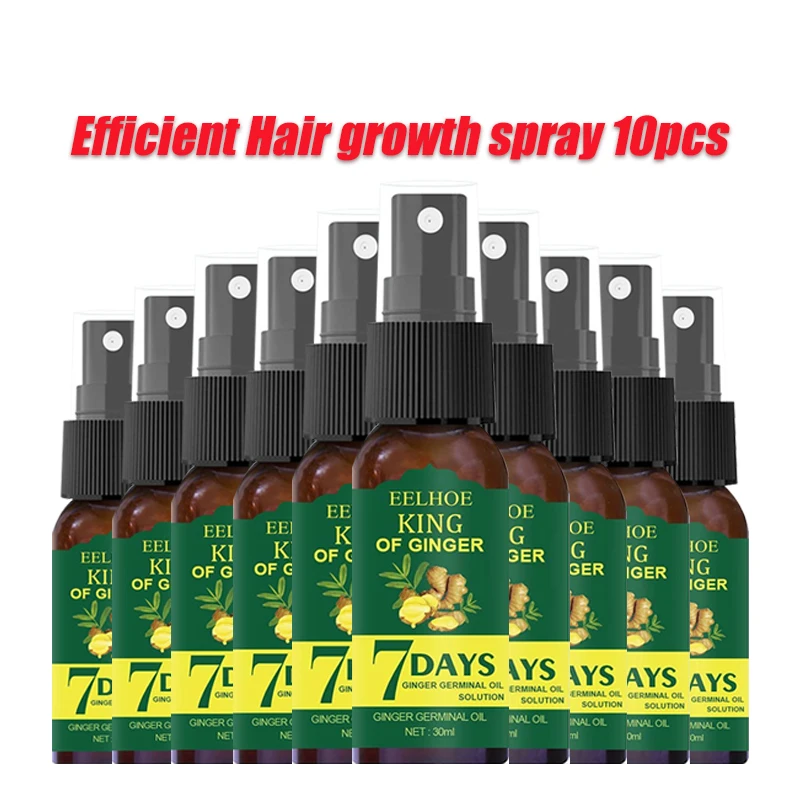 10pcs Ginger Germinal Serum Hair Growth Spray Hair Loss Treatement Prevent Hair Loss Effective Fast Growth Essence Oil Hair Care