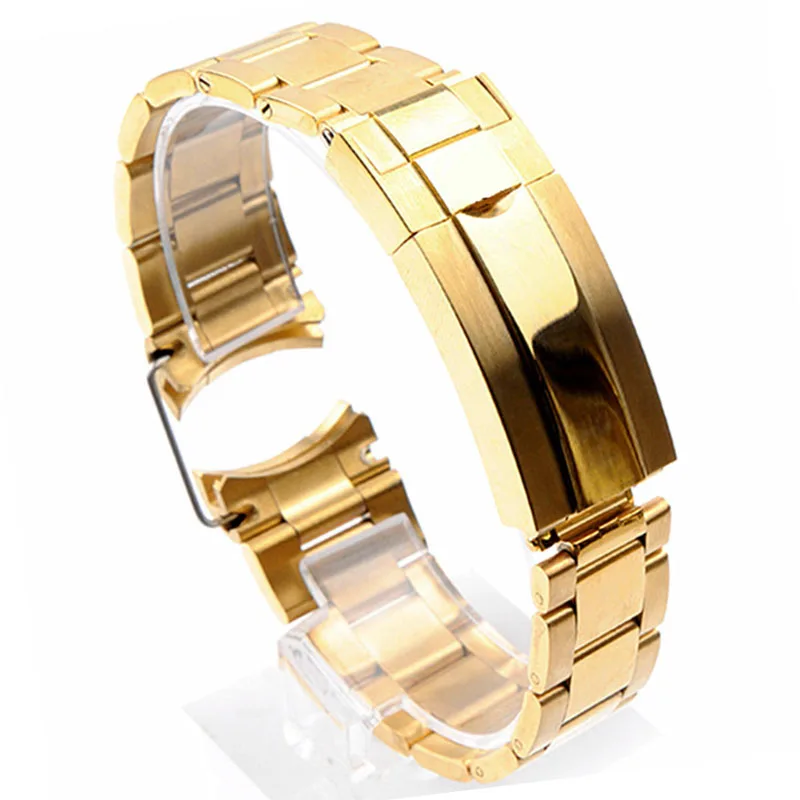 Curved End Metal Watch Band for Rolex Submariner Black Green Water Ghost Luxury Solid Steel Wrist Bracelet Accessories 20mm 21mm