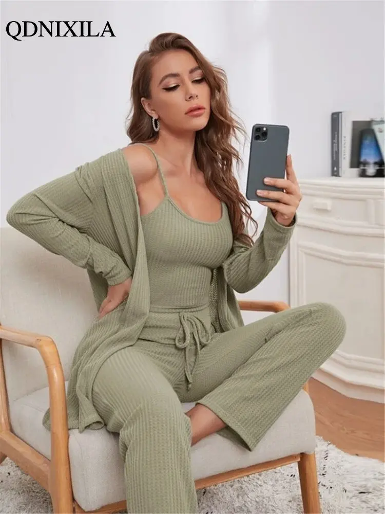 

Fall Winter Waffle Chic Elegant Pant Sets New In Matching Sets Outerwear Corset Loungewear Hot Sexy Aesthetic Outfit Clothing