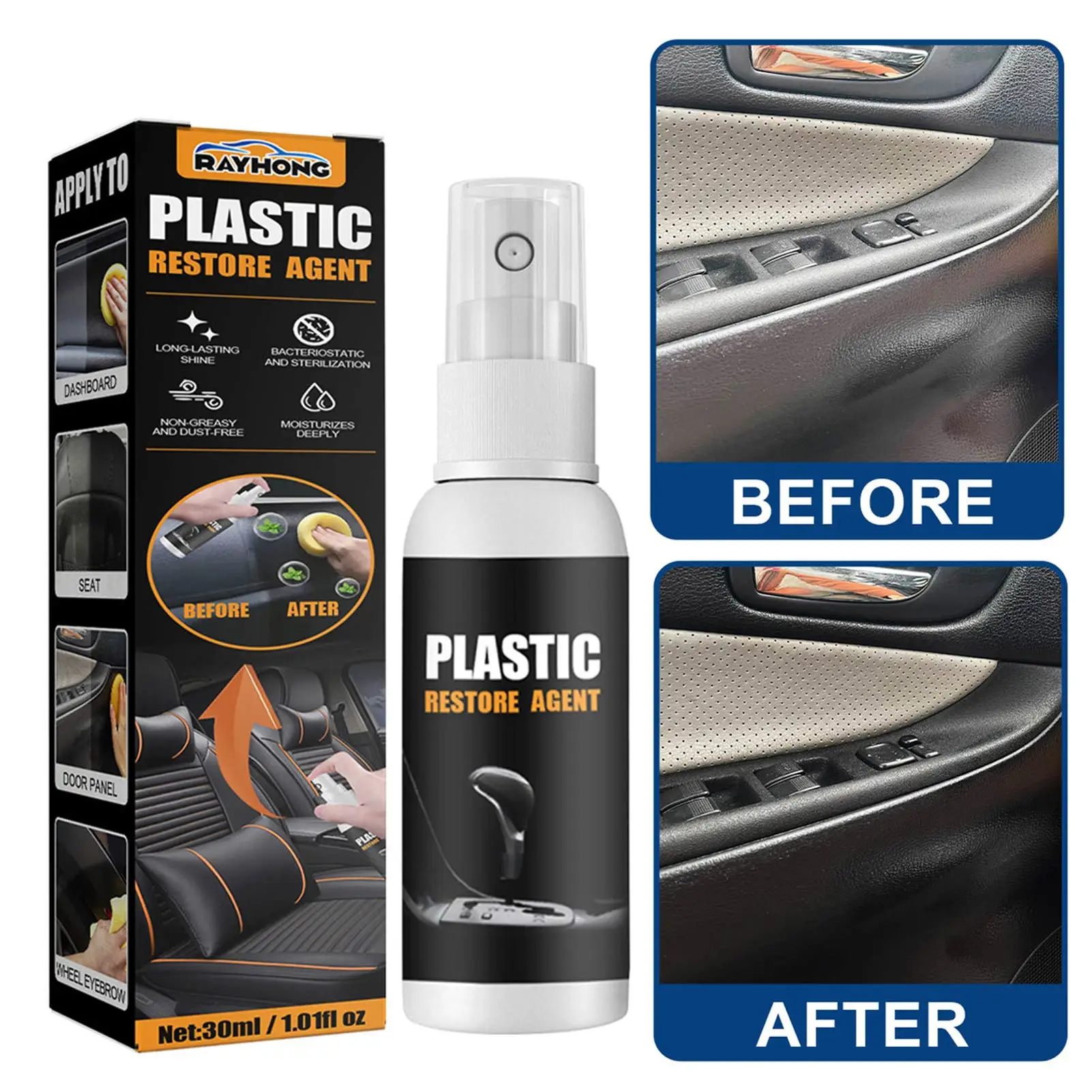 

Car Interior Spray Cleaner Protectant Parts 30ml Car Refurbished Cleaning Agent Coating Refurbishing Restorer Agent Car Care