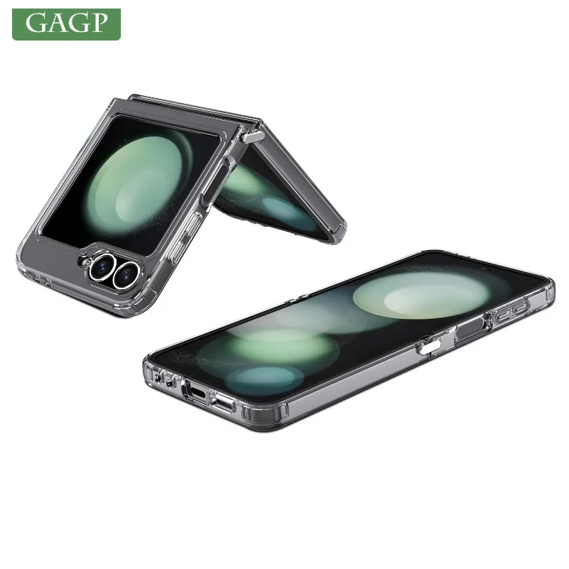 Чехол для Samsung Galaxy Z Flip 5 6 металлический разъем ультратонкий прозрачный