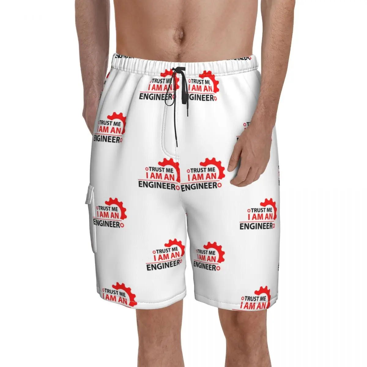 

Trust Me I Am An Engineer Board Shorts Career Board Short Pants Trenky Males Funny Printed Swimming Trunks Plus Size