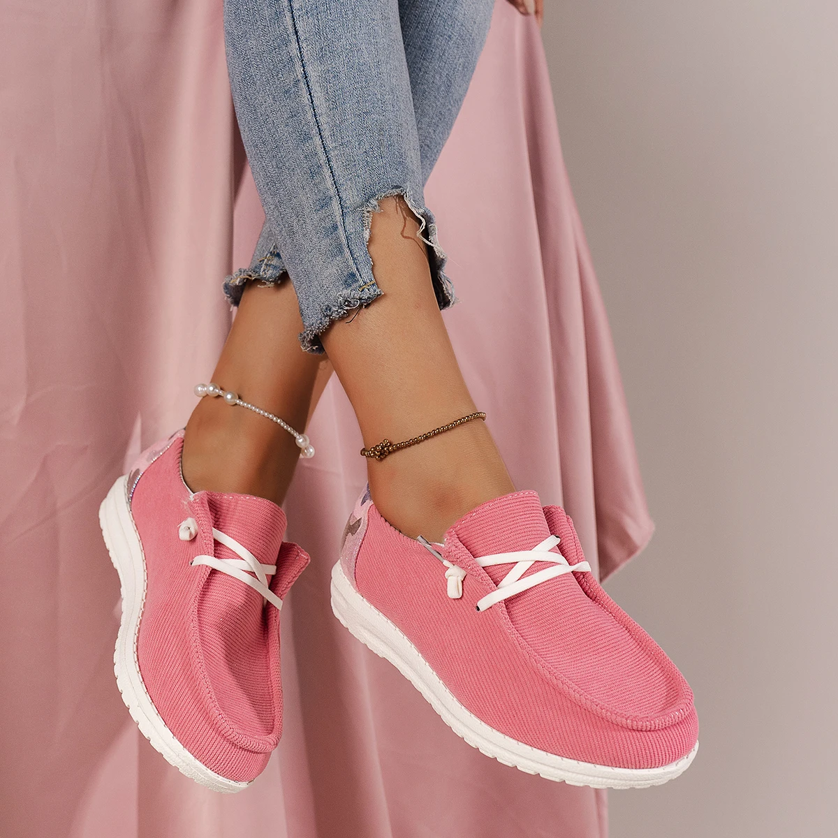 

Red Canvas Women's Vulcanized Shoes 2023 New Casual Female Sneakers Fashion Lace-Up Flats Comfortable Simple Lightweight Loafers