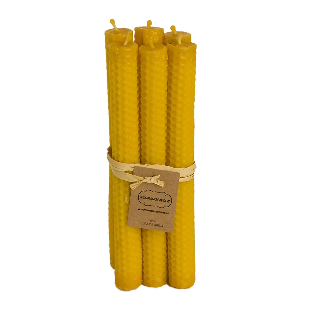 

6 100% Natural Virgin beeswax candles.-handmade. (2 cm x 20 cm)