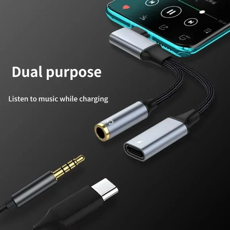 Аудиокабель 2в1 USB C к AUX 3 5 мм удлинитель Type 60 Вт кабель для быстрой зарядки