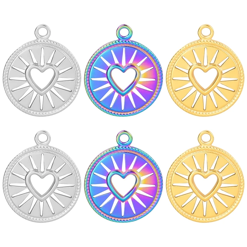 

Stainless Steel Heart Round Hollow Fashion DIY Earring for Women Pendant Jewelry Making Trendy Charm Necklace Craft Supplies