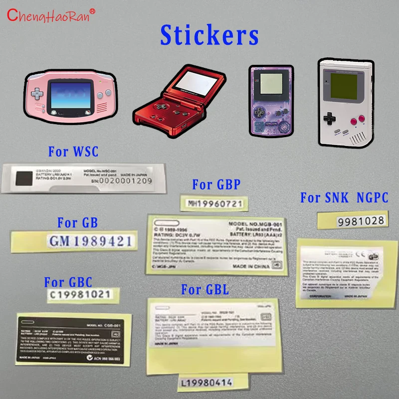 Фото 2 шт. для GBC GBP GBL GB SNK NGPC WSC игровая консоль новые этикетки задние наклейки замена для Gameboy Color Shell Sticke №1