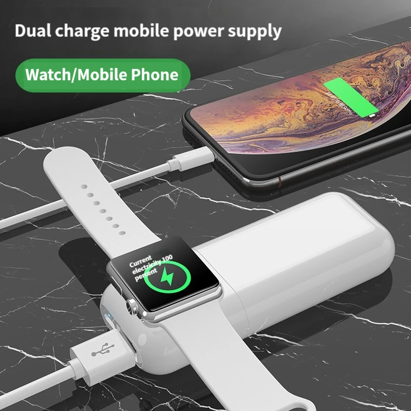 Запасной аккумулятор на 5200 мА · ч для Apple Watch Series, портативное беспроводное зарядное устройство, портативная пауэрбанк, портативная мини-пауэрбанк для мобильного телефона