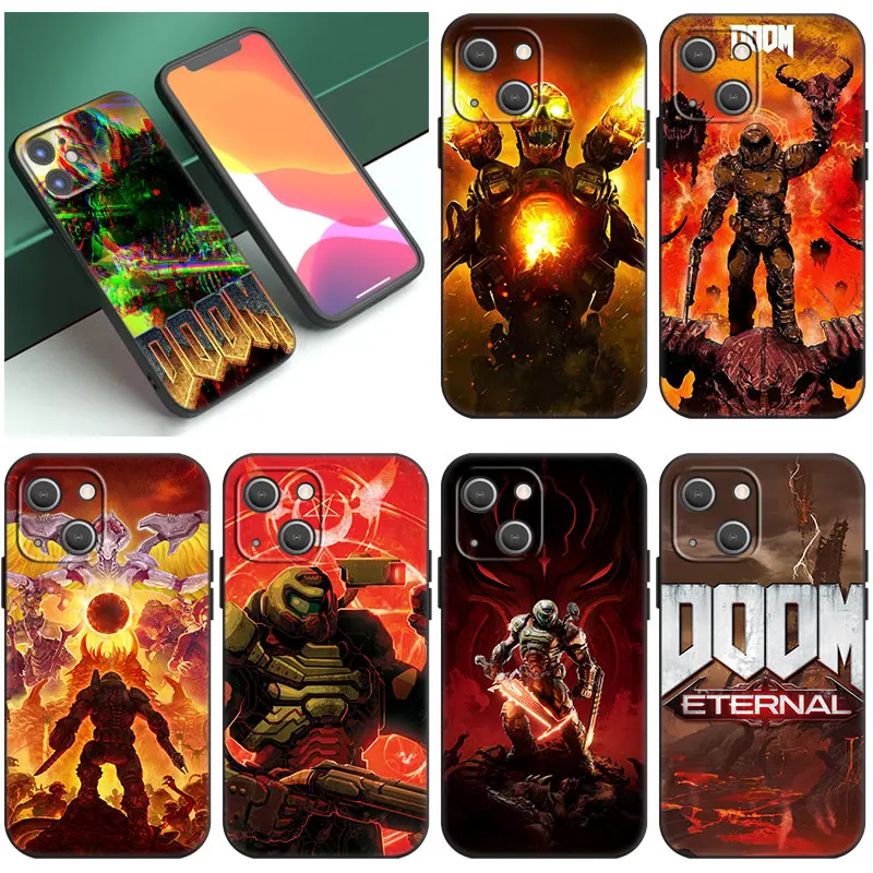 Doom Game ETERNAL Phone Case For Apple iPhone 14 13 12 Mini 11 Pro XR X XS MAX 6S 7 8 Plus SE 2020 2022 5S Black Cover