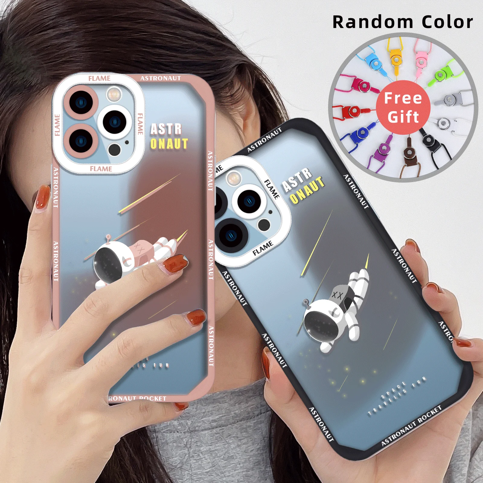 

Cartoon Astronaut Phone Case for IPhone 12 11 13 Pro MAX Mini SE2020 XR 7 8 Plus X XS Camera Protection Bumper Fundas Cover