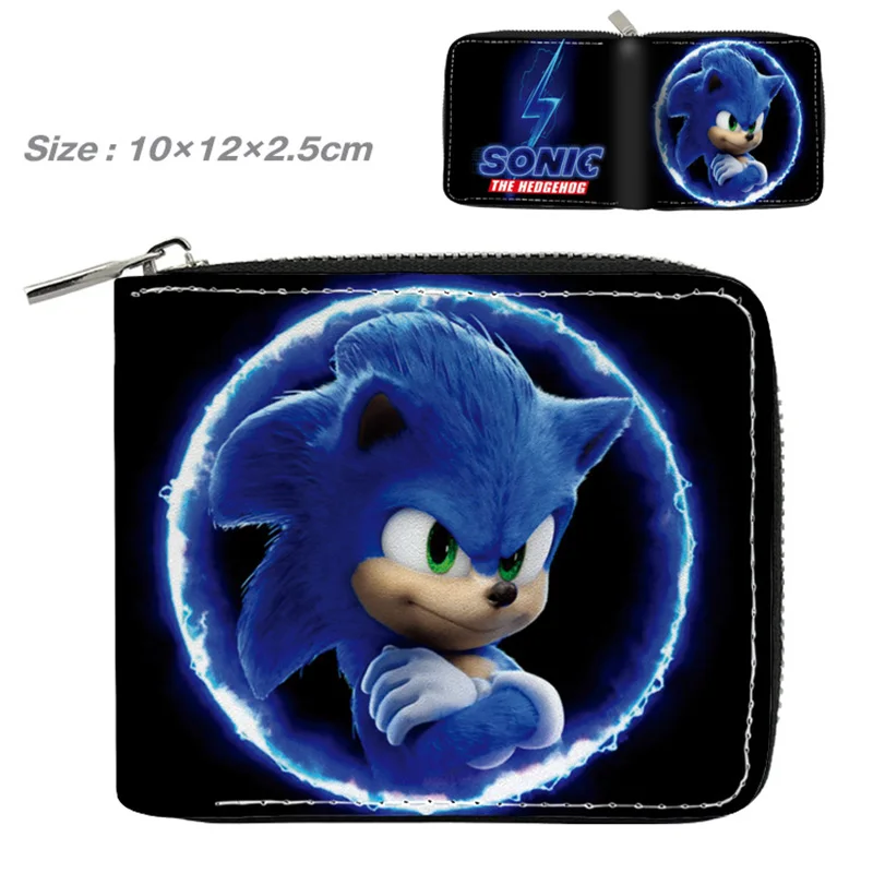 

Anime Sonic The Hedgehog Short Wallet Pu Zipper Wallets Coin Pocket Photo Holder Credit Card/ID Holders Coin Purses Wallet