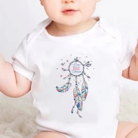 aesthetic watercolor dreamcatcher print short sleeve baby onesie sweet fashion harajuku new o neck infant romper