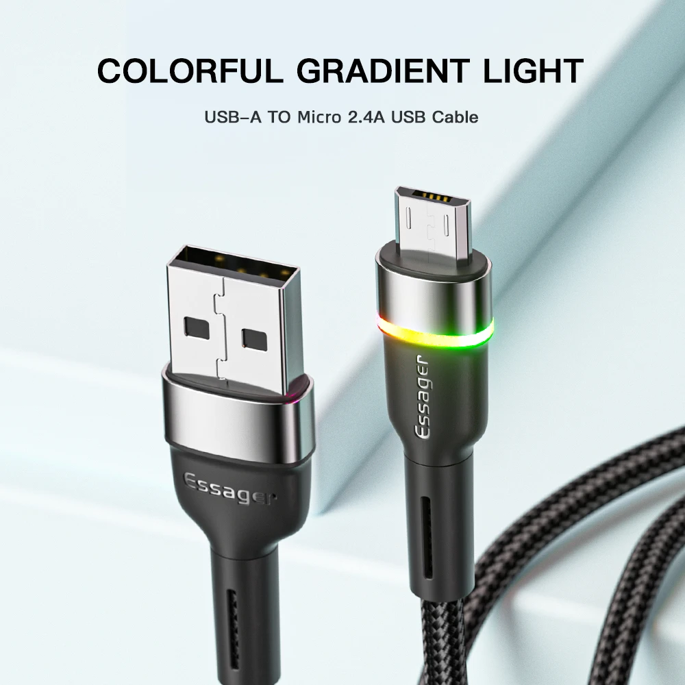 Кабель Micro USB Essager для быстрой зарядки и передачи данных провод Xiaomi Mi Redmi Realme 12 11 10