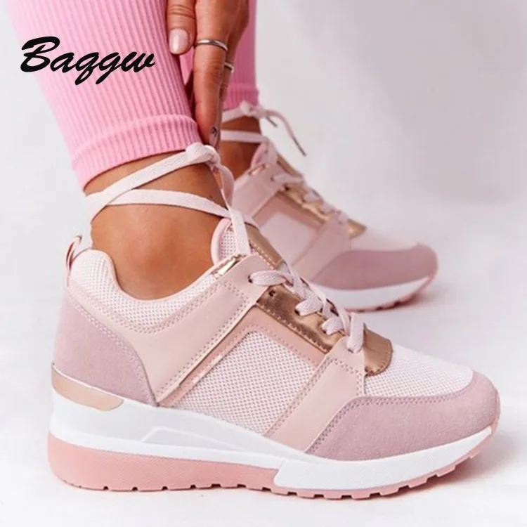 

Autumn Mesh Breathable Shoes for Women Sneakers Splicing Lace-up Lightweight Fashion Walking Platform Shoes Comfortable Running