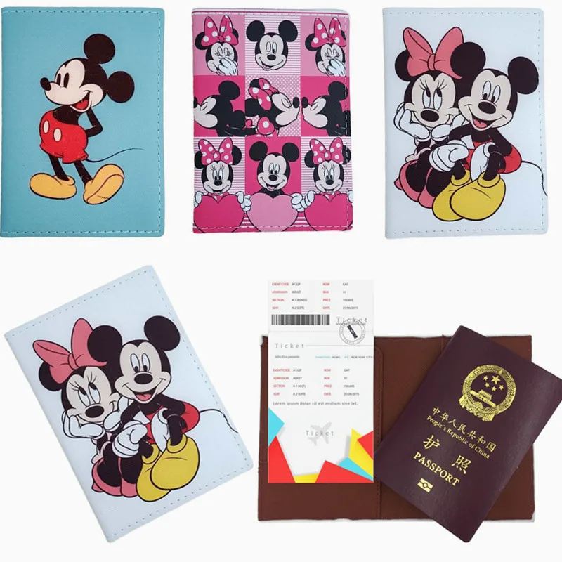 Disney Cartoon Passport Cover Mickey Mouse Minnie Anime Prin