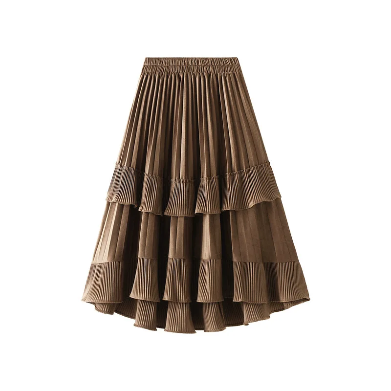 

Pleated Skirt, Medium Length, Thickened Gold Velvet, Irregular Skirt, Cake Skirt, Autumn And Winter 2022 Women's Dress Jupe