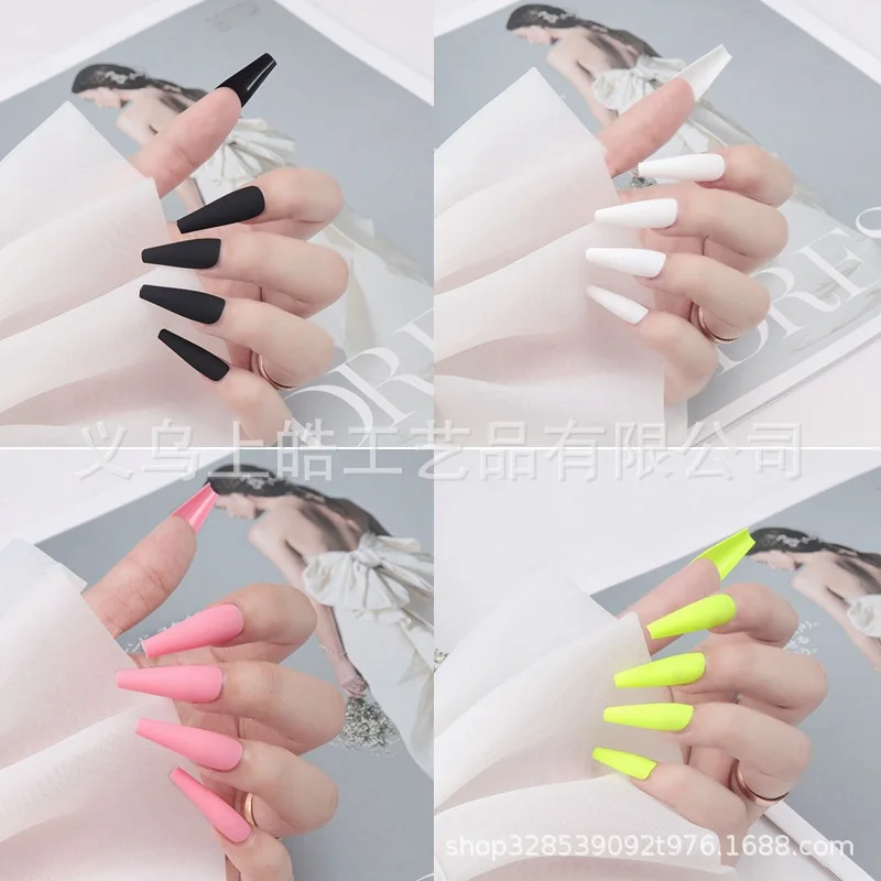 

Matte False Nail Tips Solid Color Matte Super Long Coffin False Nail Ballet Press on Nails Tips for Artificial Fingernails