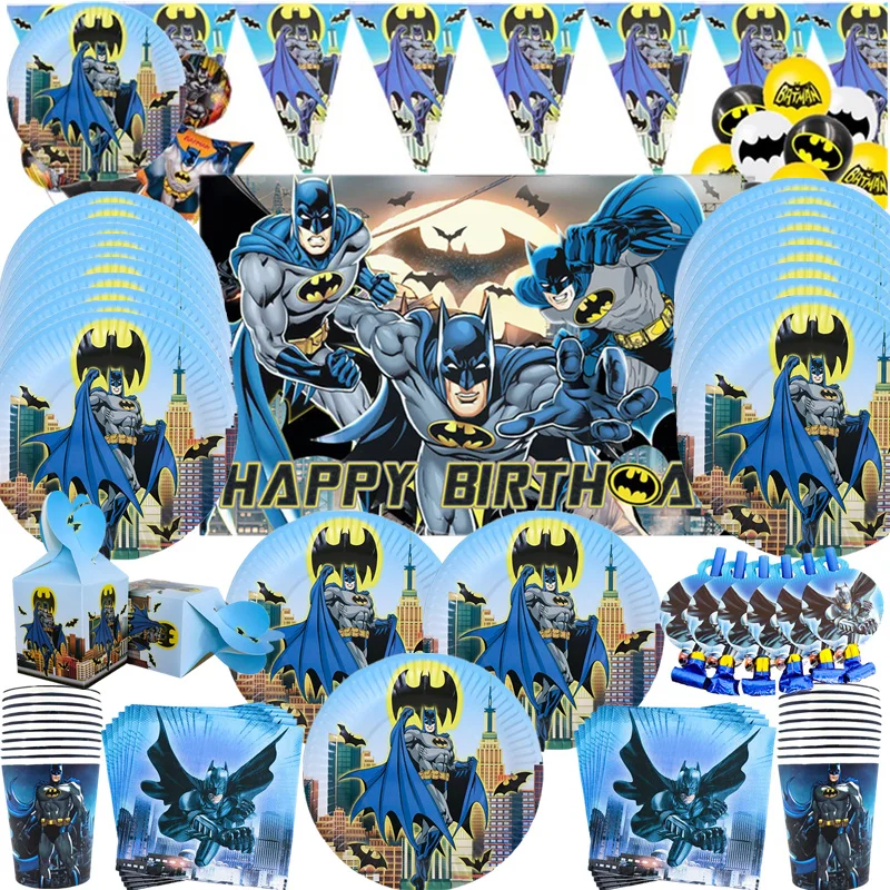 Мультяшная летучая мышь украшение на день рождения тема супергероя одноразовая