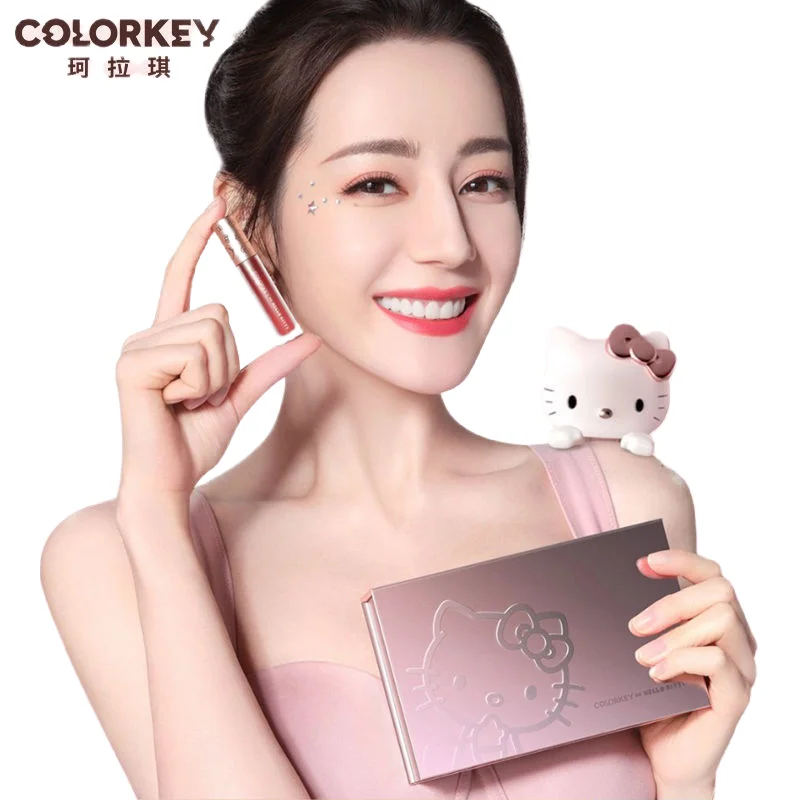 

ColorKey Genuine Co-branded Kawaii Hello Kity Matte Mirror Light Lip Glaze 6 Mini Box Lipstick Student Non-stick Cup Gift