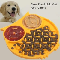 pet dog mats silicone bowl dog lick mat slow feeding food bowl owl shape for dogs puppy cat treat feeder dispenser dog plate