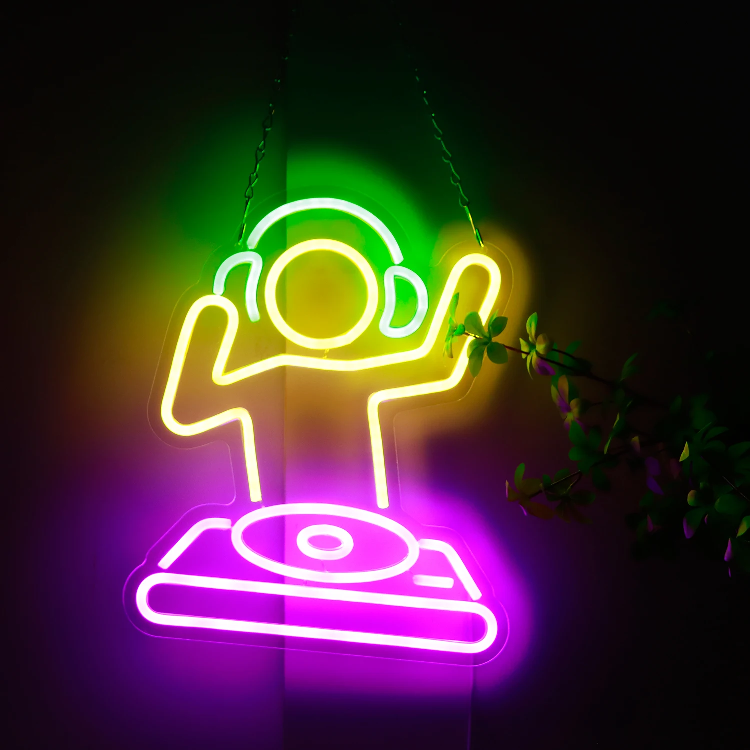 

Неоновая вывеска DJ player для бара, светодиодный неоновый светильник с USB-управлением для мужской пещеры, аниме неоновая вывеска с регулируемой яркостью для настенного декора