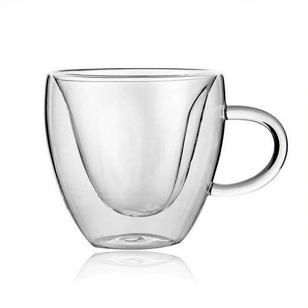 

180ML Heart Love Shaped Double Wall Glass Mug Double Layer Love Heart Shaped Glasstea Mug Milk Lemon Juice Cup mug wine glass