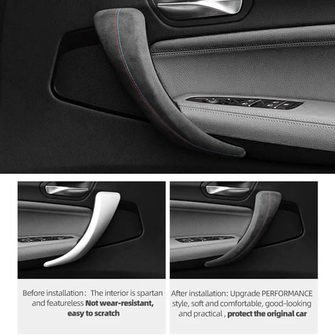 Обертка из алькантары для BMW F20 серии 1, внутренняя дверь автомобиля, ручка, полоса, подлокотник, панель, накладки, аксессуары для тюнинга