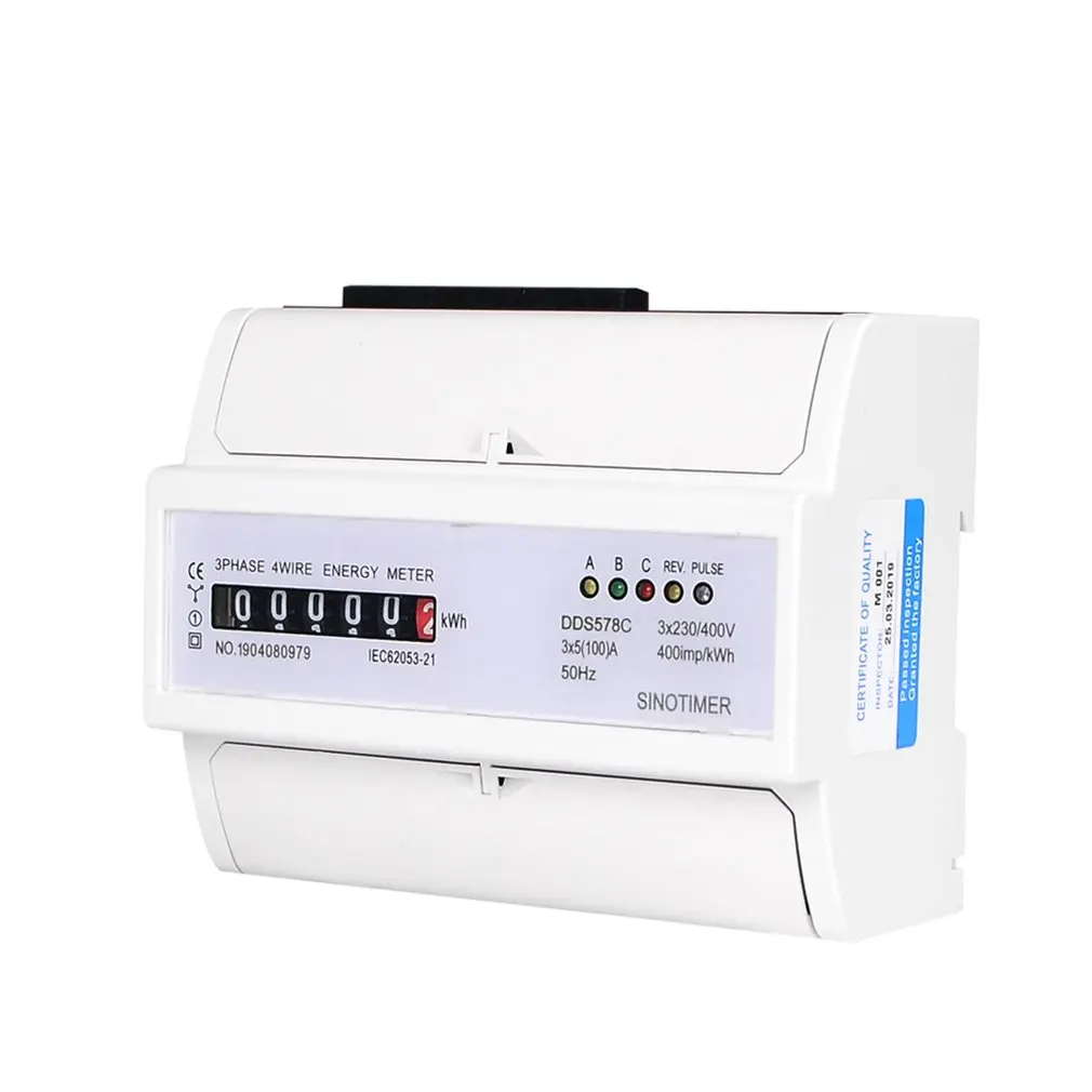

SINOTIMER DDS578C Three Phase Analog Electronic Energy Meter Mechanical Meter KWH AC 380V 5-100A DIN Rail Mount