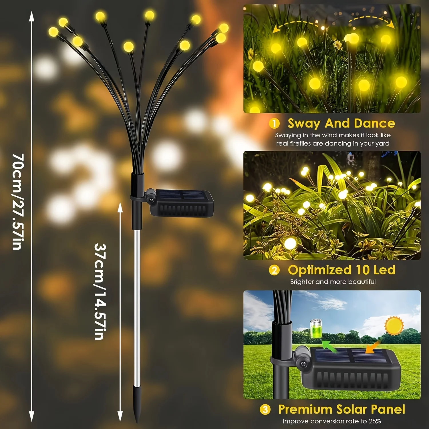 2 шт. солнечные садовые светильники 20 светодиодов