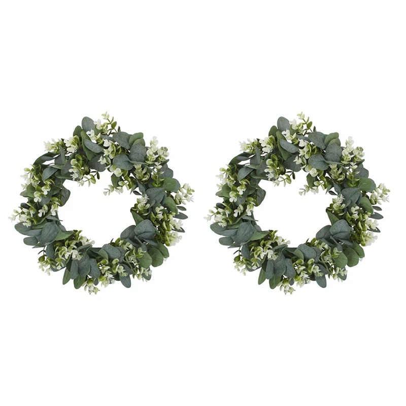 

Венок из искусственного эвкалипта с цветами, 2 шт.