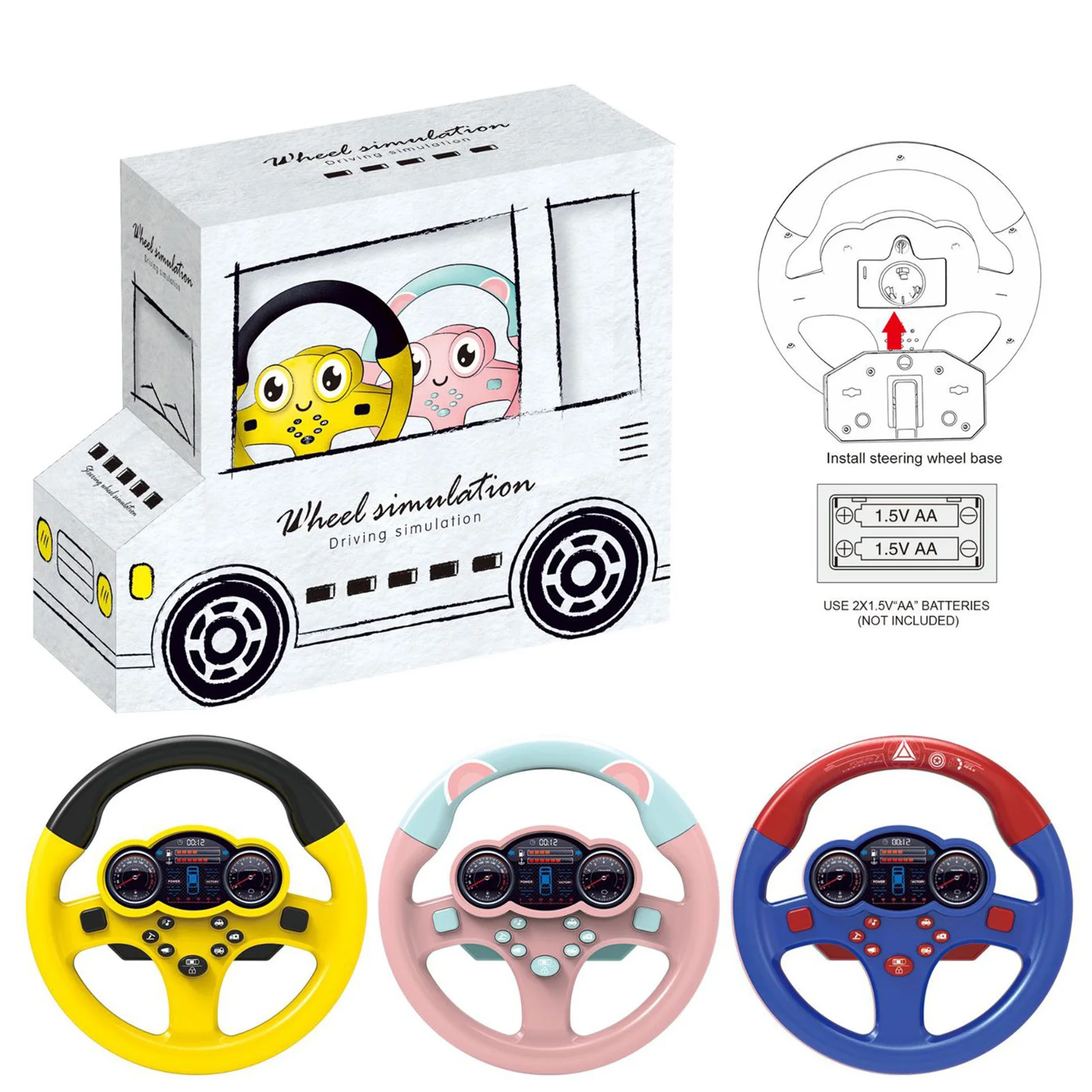 

Toddler Steering Wheel Toy With Music And Light For Boys Girls Portable Pretend Driving Toy With Suction Cup Simulation Car