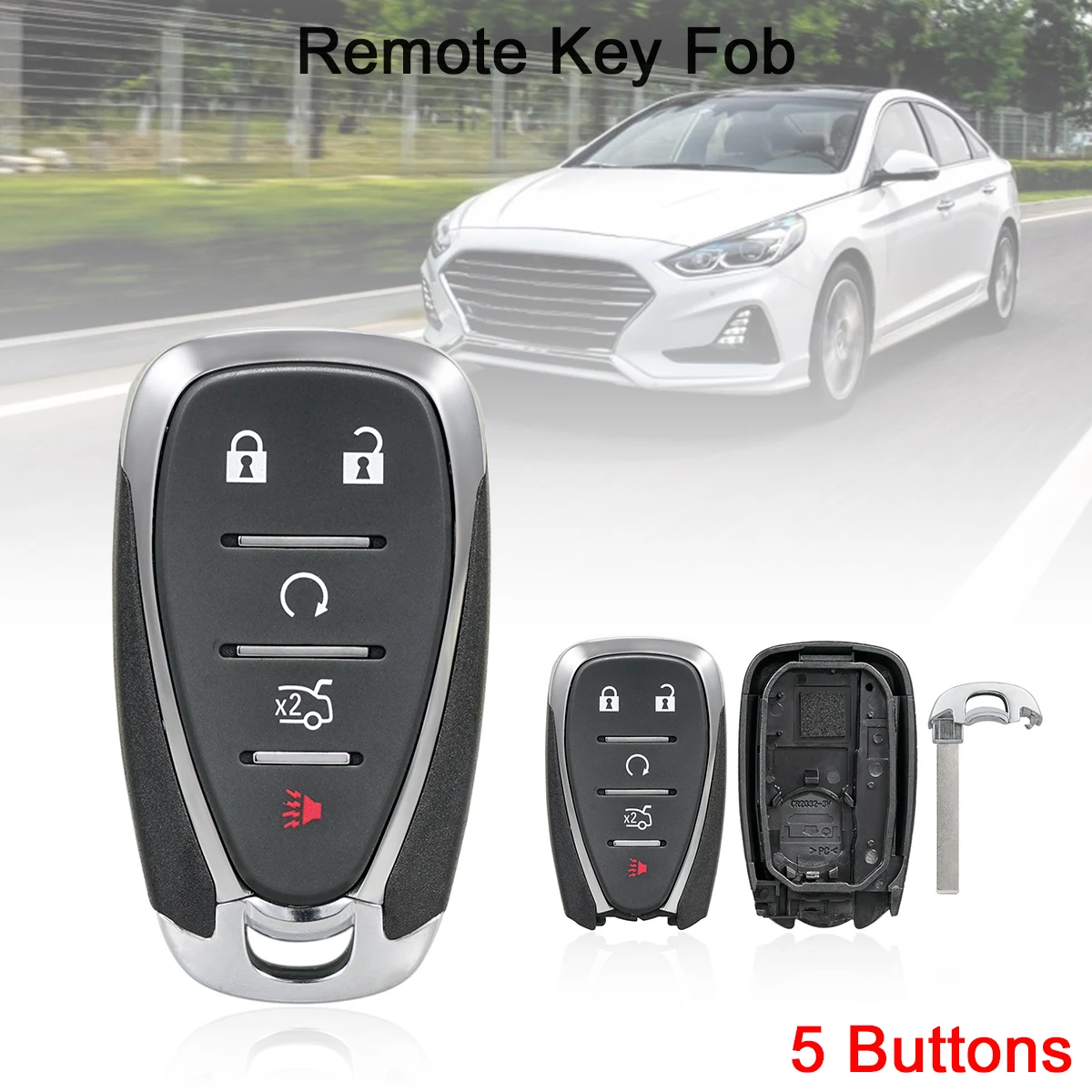 

5 Buttons Smart Remote Key Shell Replacement Keys Fob Body Housing Fit for Chevrolet Malibu Camaro Cruze