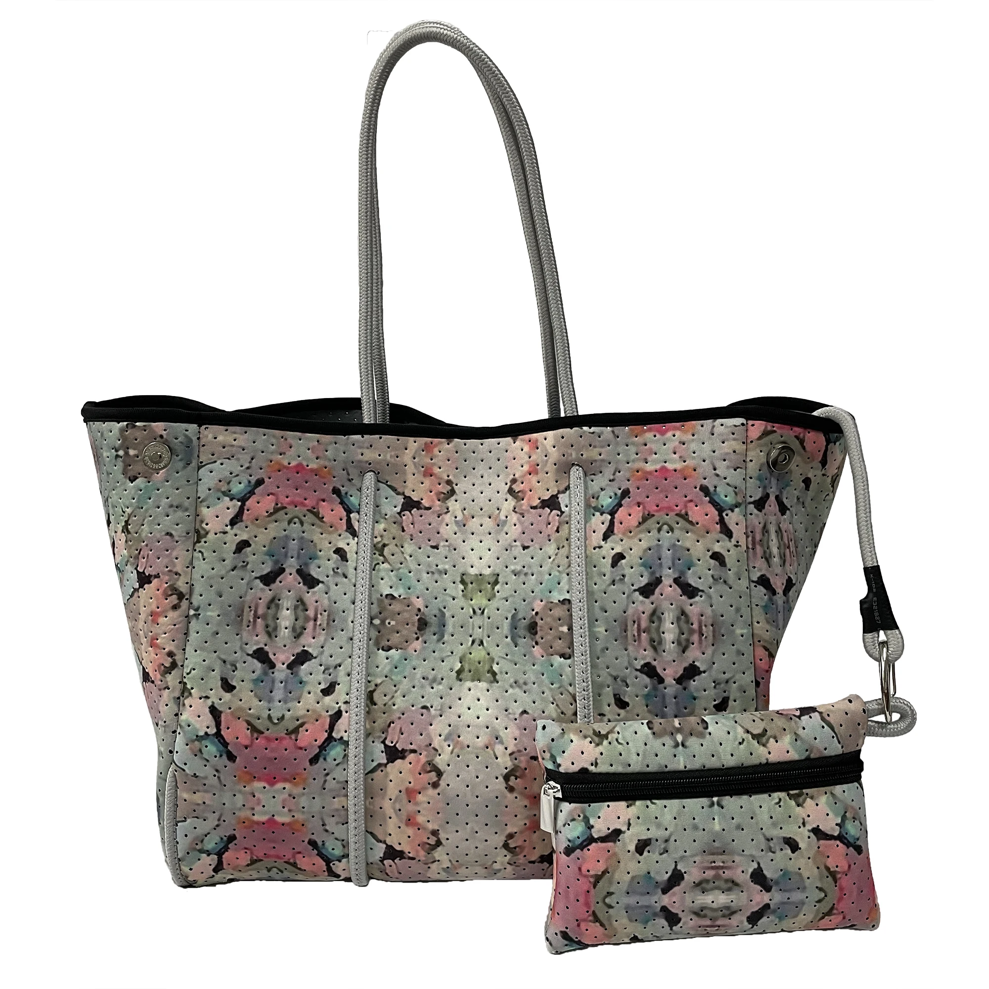 Large Capacity Neoprene Tote Bags With Purse Leopard Colorful Prene Totes Overnight Bag For Lady Summer Beach Swimming  Handbag