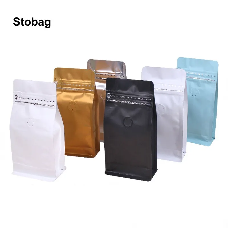 

StoBag 20pcs 125g Coffee Beans Packaging Bag with Valve Aluminum Sealed for Powder Food Nuts Storage Stand Up Reusable Pouches