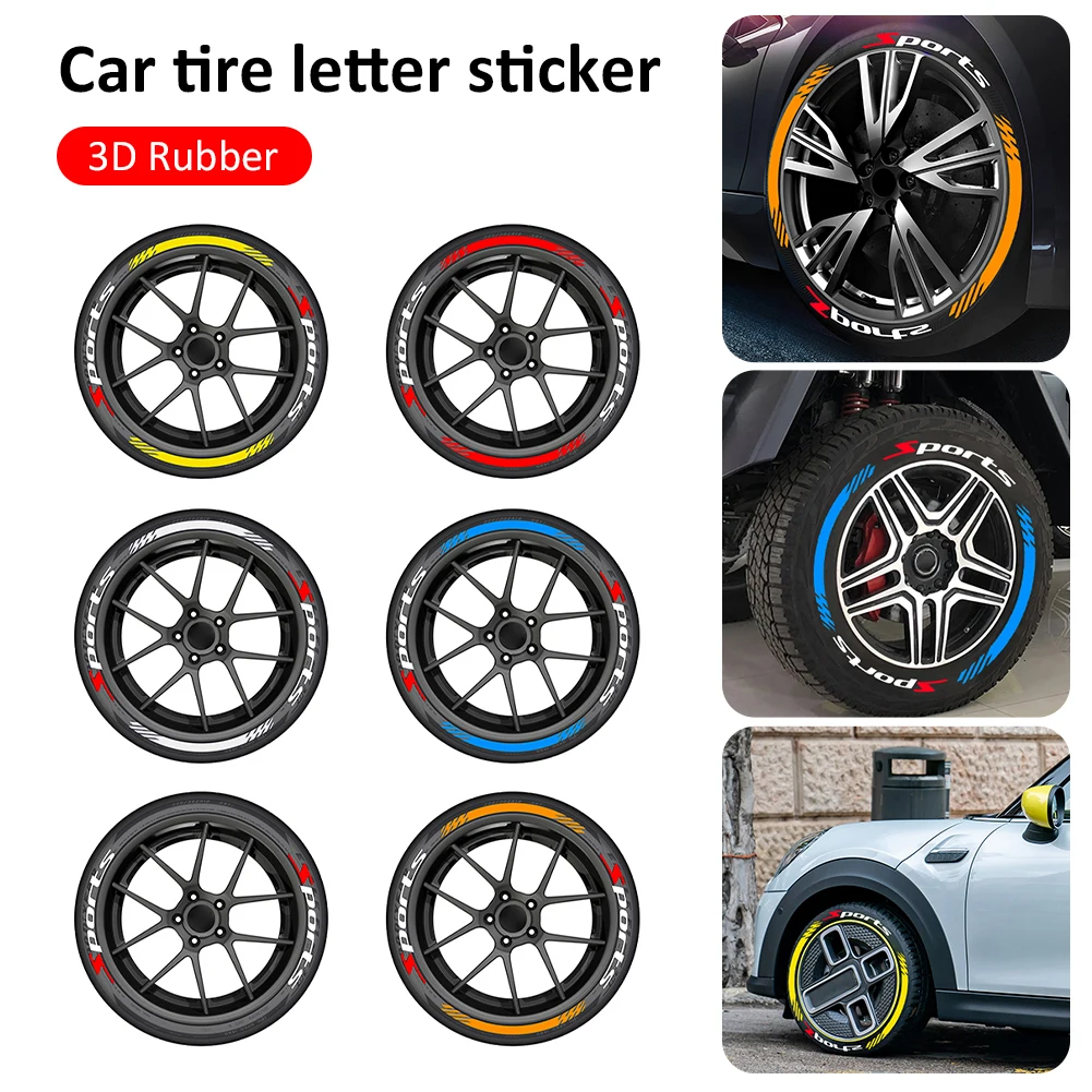 Car Tire Decals 3D Letters Rubber Sticker Auto Decals DIY Motorcycle Wheel Sticker Car Styling Tyre Rim Decoration Dropshipping