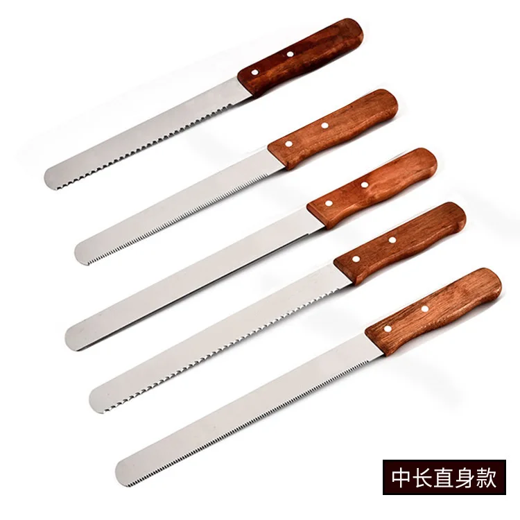 

Wooden Handle Cake Scraper Baking Tools Bread Knife Saw Knife Wooden Handle Stainless Steel Cake Knife 8-Inch 10-Inch 12-Inch