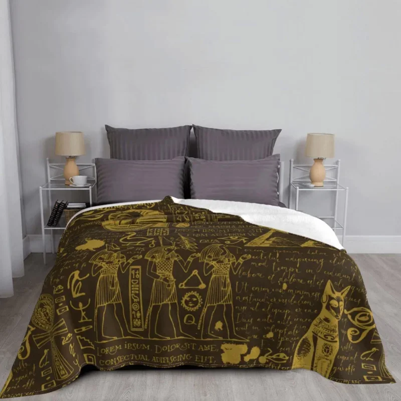 

Ancient Egypt Egyptian Hieroglyphs Fleece Winter Egypts Gods Lightweight Throw Blankets For Bed Couch Quilt