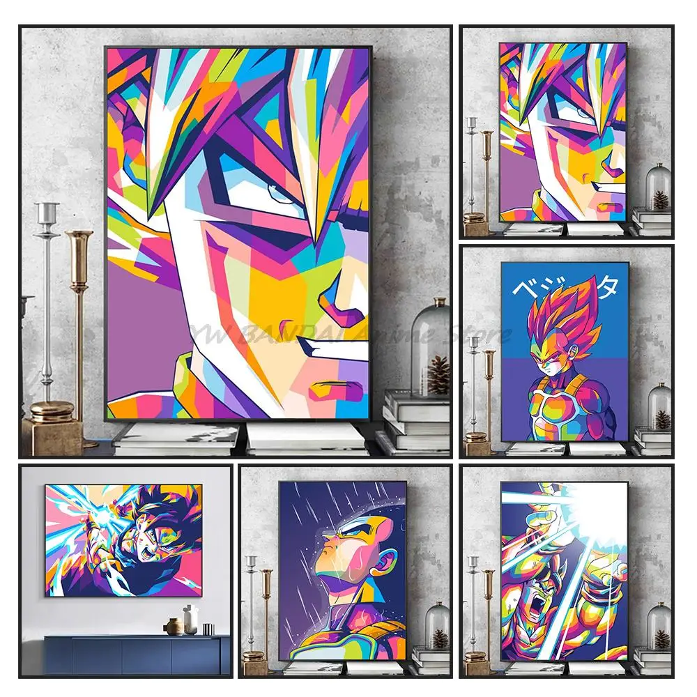 

Japanese anime figure dragon ball poster Pictures Prints Colourful Manga Goku Canvas paintings room decor Cuadros Decorativos