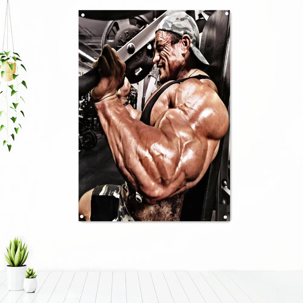 

Man Muscular Body Banners Flags Wall Hanging Gym Wallpaper Canvas Painting Workout Bodybuilding Tapestry Home Decoration Gift c2
