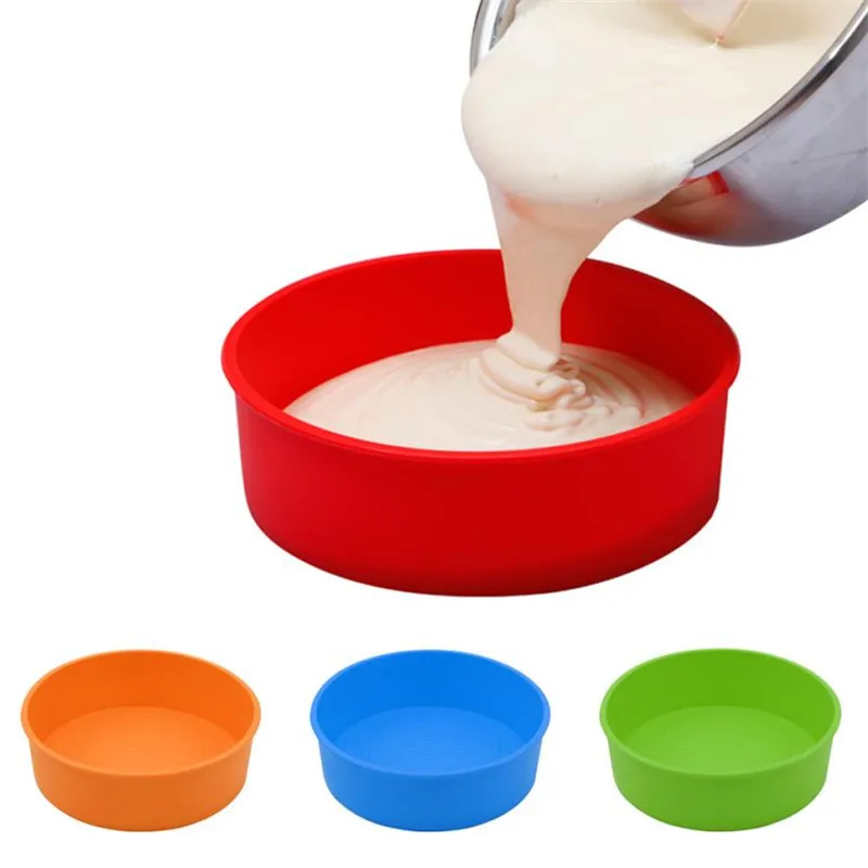 

23CM Round Silicone Cake Mold Oven Baking Mould Circle Mousse Cake Pancake Maker Holder Kitchen Dinning Pastry Tool Random Color