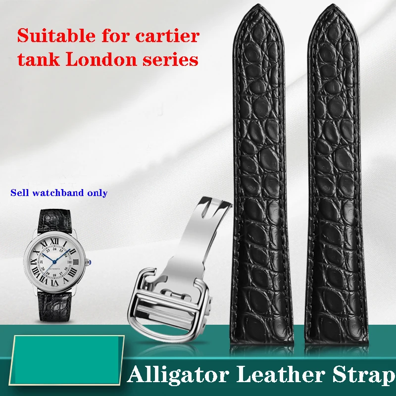 

Alligator Leather Strap For Cartier Solo Tank London Genuine Leather Black Brown Watch Band for Men and Women's 16 18 20 22 24mm