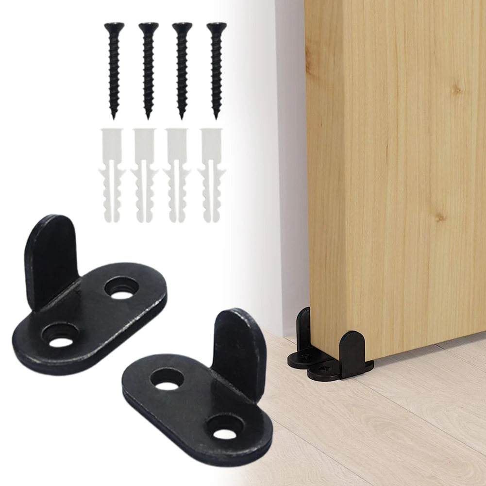 

2 Set Heavy Duty Steel Sliding Barn Door Floor Guide Adjustable Roller Swing Stopper For Bottom Of Sliding Door Hardware