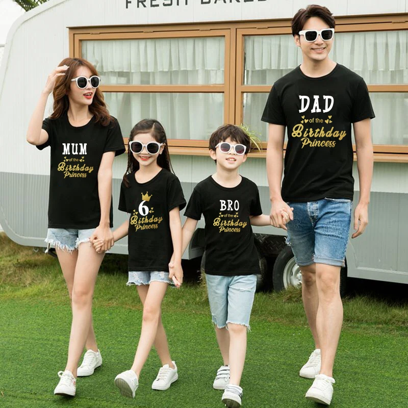 Family Matching Outfits Birthday Princess Tshirt Dad Mom Brother Sister Of The Birthday Girl Shirt Mother Father Daughter Set