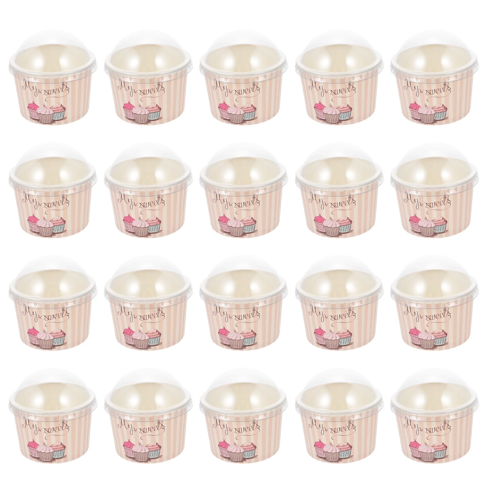 

Ice Cream Cups Lid Bowl Paper Cold Soup Disposable Yogurt Storage Ball Dessert Kid Snack Container