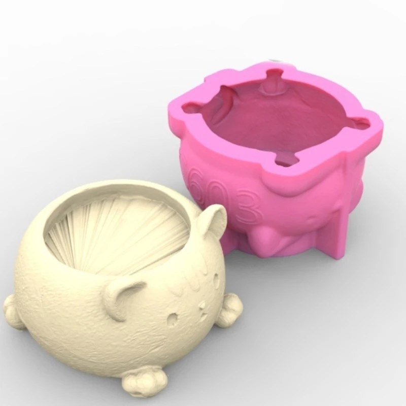 Y4QE 3D силиконовая форма для цветочного горшка с котом эпоксидной смолы горшки