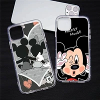 cute cartoon funny mickey minnie phone case transparent for iphone 13 12 11 pro max mini xs max 8 7 plus x se 2020 xr cover
